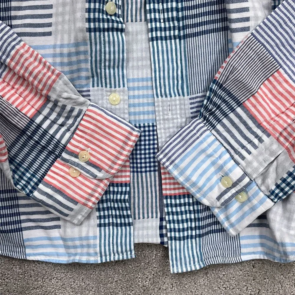 Brooks Brothers Shirt Men L Red Blue Check Plaid Gingham‎ OCBD Patchwork